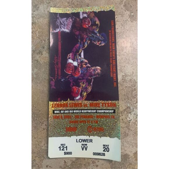 2002 Mike Tyson vs Lennox Lewis Boxing Ticket sec 121 HEAVY WEIGHT CHAMPIONSHIP - Picture 1 of 3